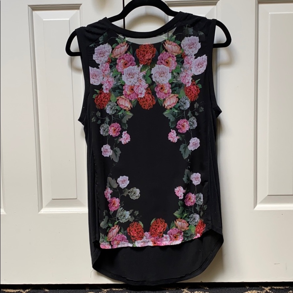 Printed silk and jersey top